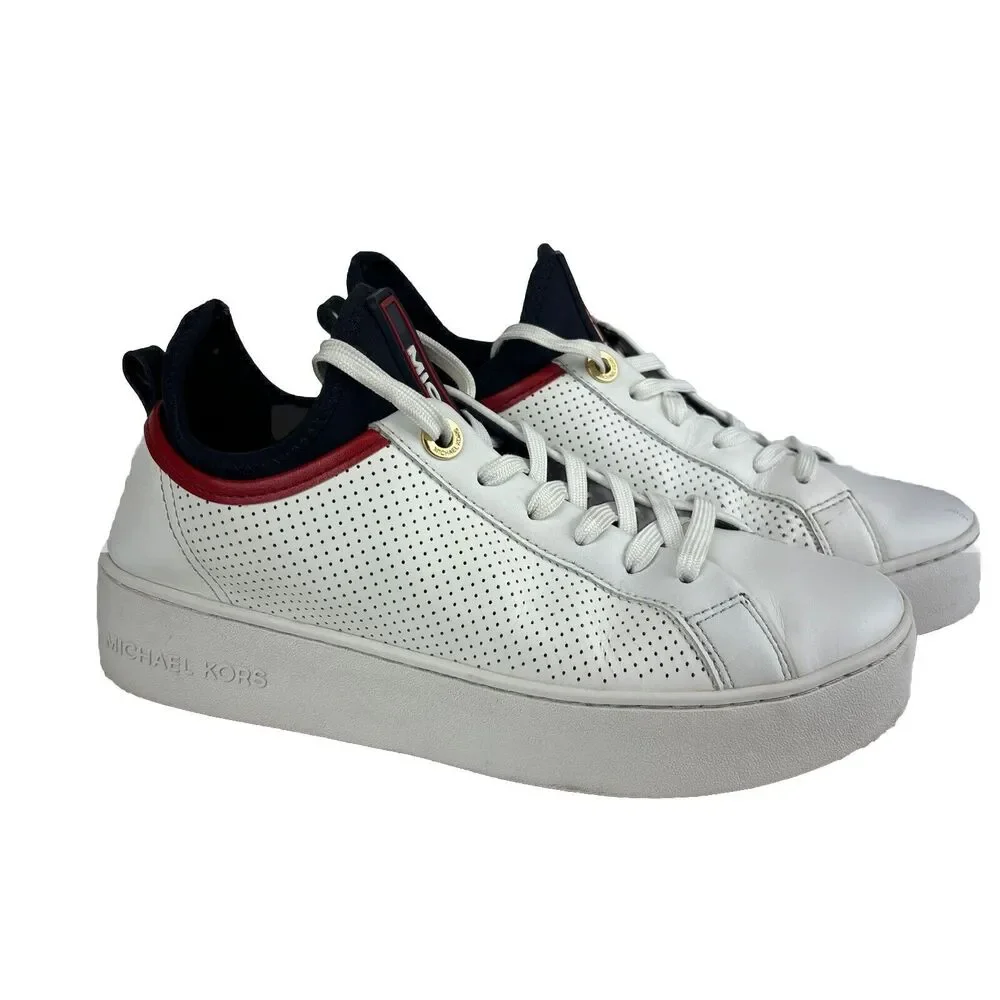 Michael Kors Ace Perforated Leather and Scuba Sneaker Women's size 5.5 Preowned